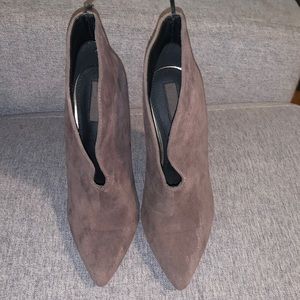 Dark brown suede ankle booties